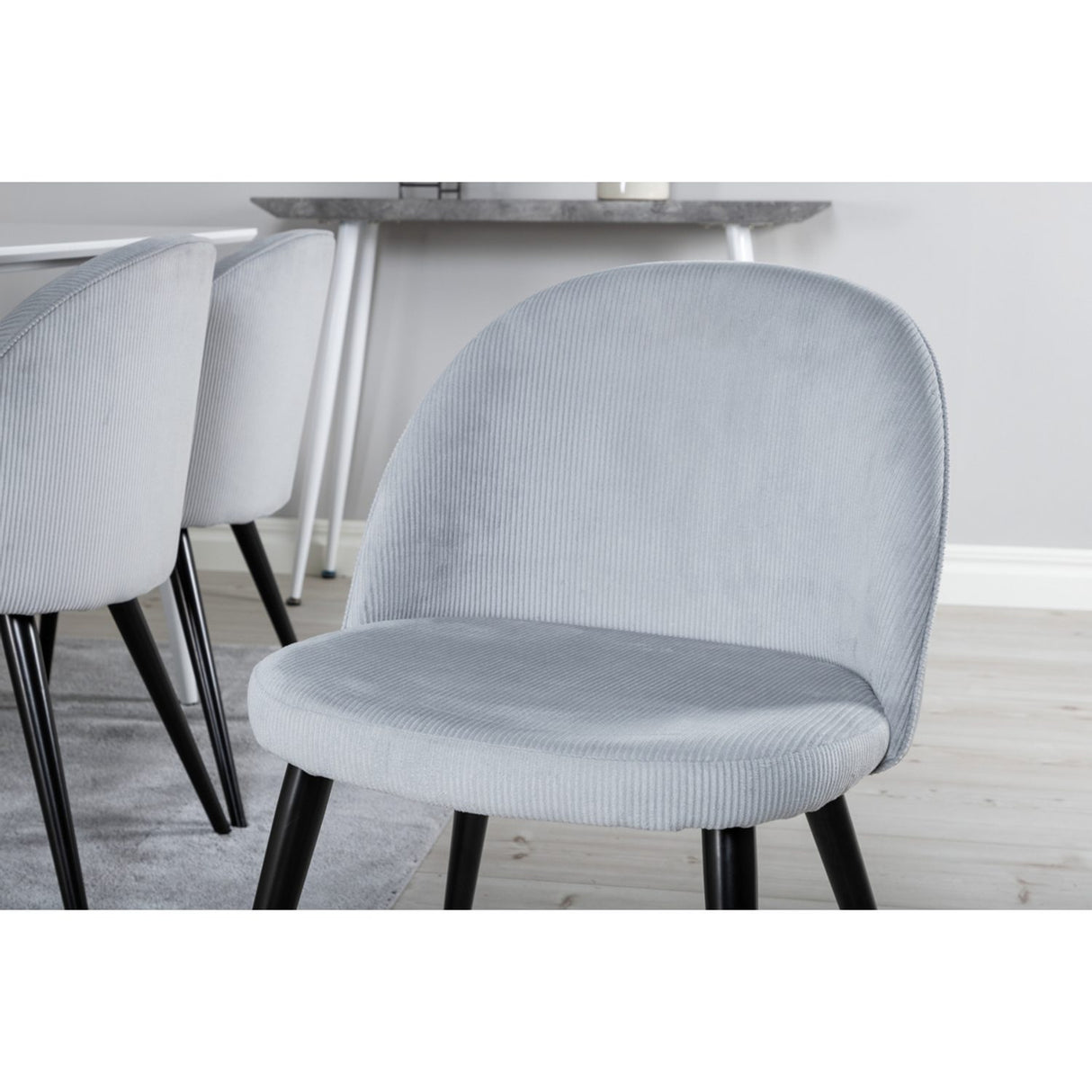 Polar, Velvet Rektangulär matgrupp Svart,Ljusgrå, Vit, 180 x 90