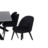 Piazza, Velvet Rektangulär matgrupp Svart, Svart, mörkgrå, 180 x 90