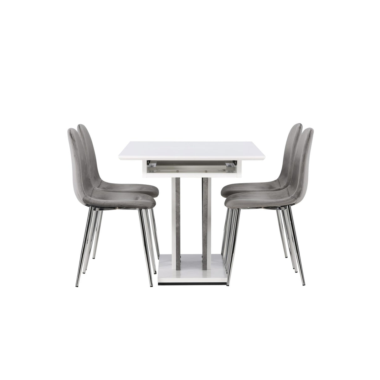 Disa, Eva Rektangulär matgrupp Silver, Grå,Vit, 120 x 80