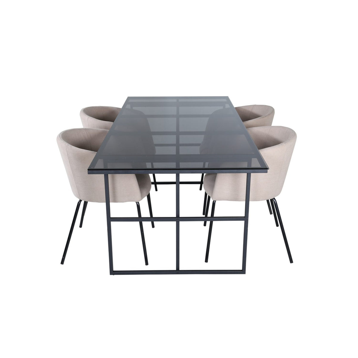 Leif, Berit Rektangulär matgrupp Beige, Svart, Svart, 200 x 90