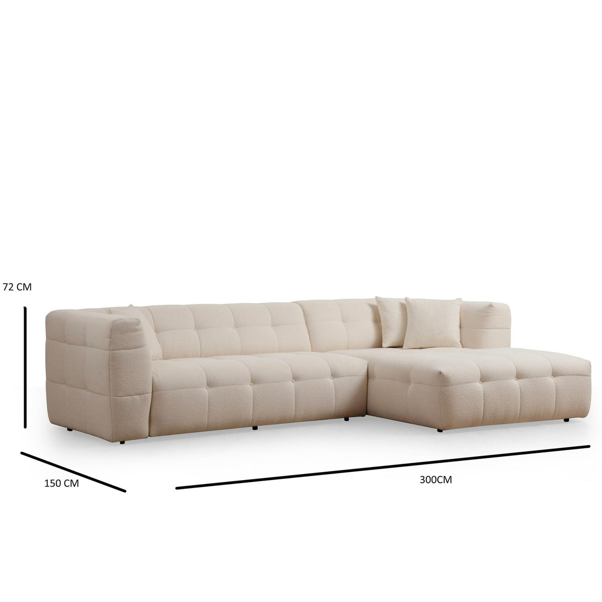 Vaduz Corner (300-150 x 100 x 72 cm) Beige Hörnsoffa Höger