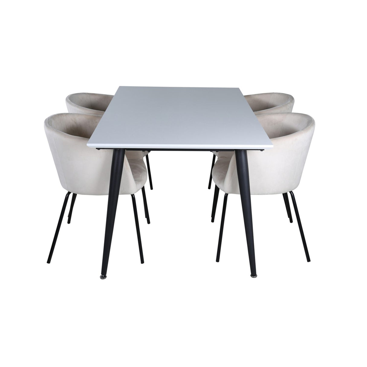 Jimmy, Berit Rektangulär matgrupp Beige, Svart, Svart,Vitt, 150 x 90