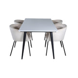 Jimmy, Berit Rektangulär matgrupp Beige, Svart, Svart,Vitt, 150 x 90