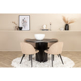 Bianca, Velvet Rund matgrupp Beige, Svart, 4st