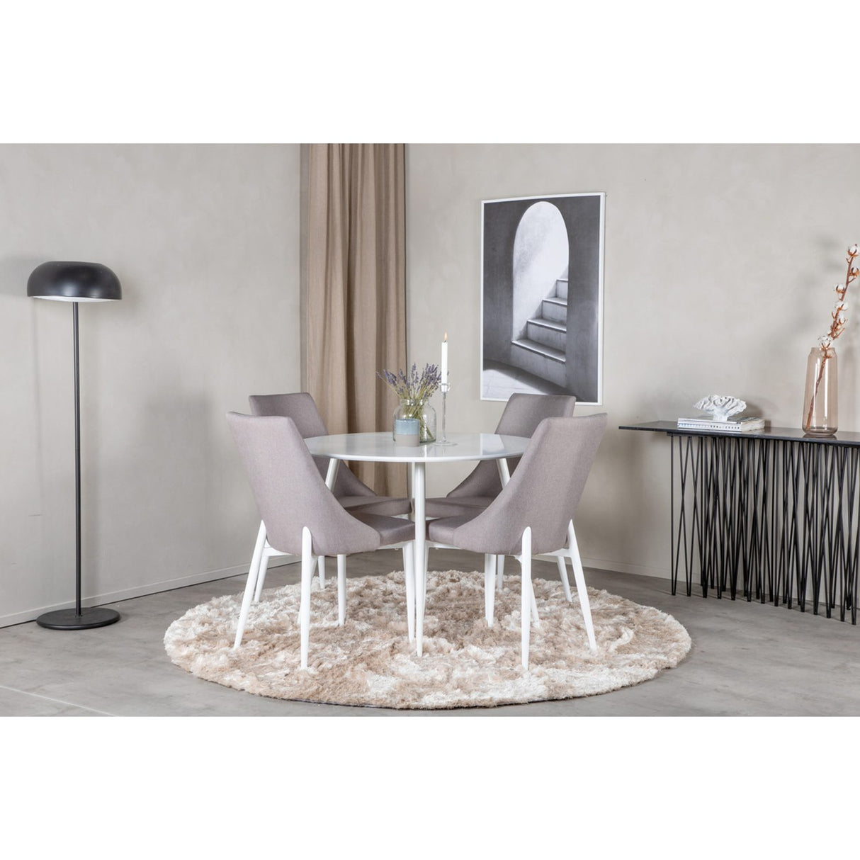Plaza, Leone Rund matgrupp Grå,Vit, Vit, ⌀100