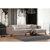 Hanoi (250-140 x 85 x 77 cm) Hörnsoffa-bäddsoffa Ljusbrun, Höger