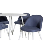 Plaza, Velvet Rund matgrupp Blå, vit, Vit, ⌀100