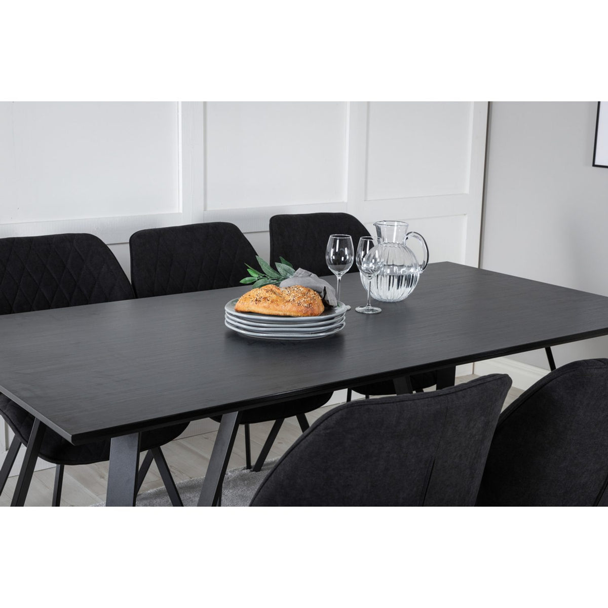 Marina, Gemma Rektangulär matgrupp Svart, Svart, 180 x 90