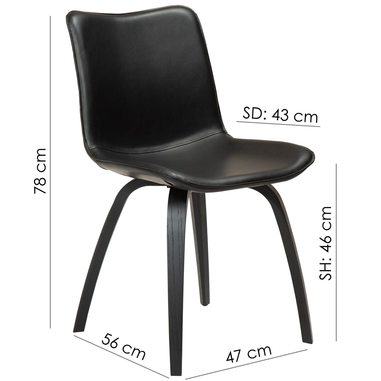 Glee Stol Vintage Black Art.Leather, Black