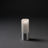 Vaxljus vitt med folie LED timer 4/8h 2xC Dekorationsljus El 7,5x20,5cm, Silver