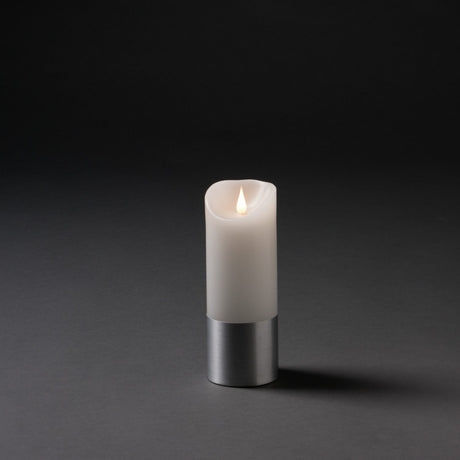 Vaxljus vitt med folie LED timer 4/8h 2xC Dekorationsljus El 7,5x20,5cm, Silver