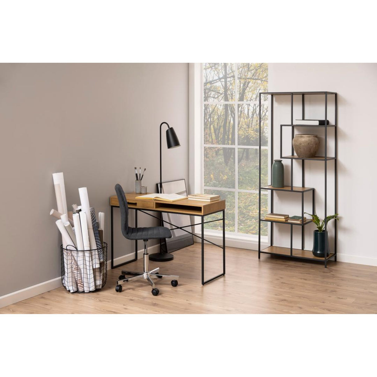 Seaford Bokhylla Asymmetrisk 185x77x35 cm Vild Ek