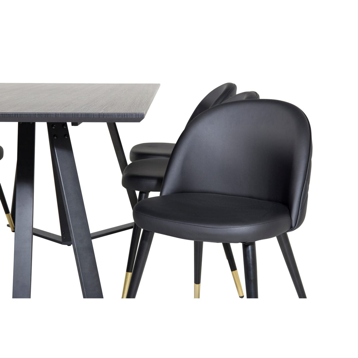 Marina, Velvet Rektangulär matgrupp Svart,Guld, Svart, 180 x 90