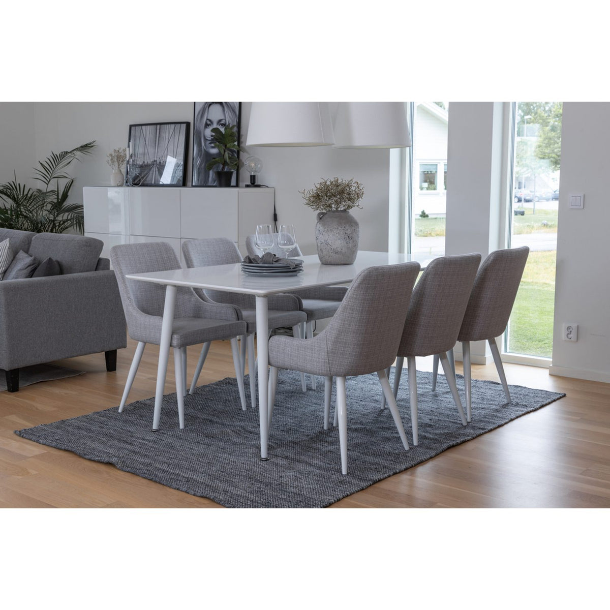 Polar, Plaza Rektangulär matgrupp Grå,Vit, Vit, 180 x 90