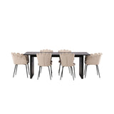 Vail, Limhamn Rektangulär matgrupp Beige, Svart, Svart, 200 x 100