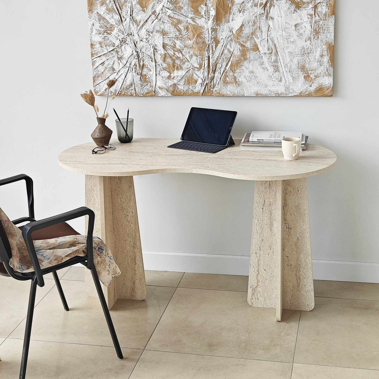 Nicosia (120 x 75 x 60 cm) Skrivbord Travertin
