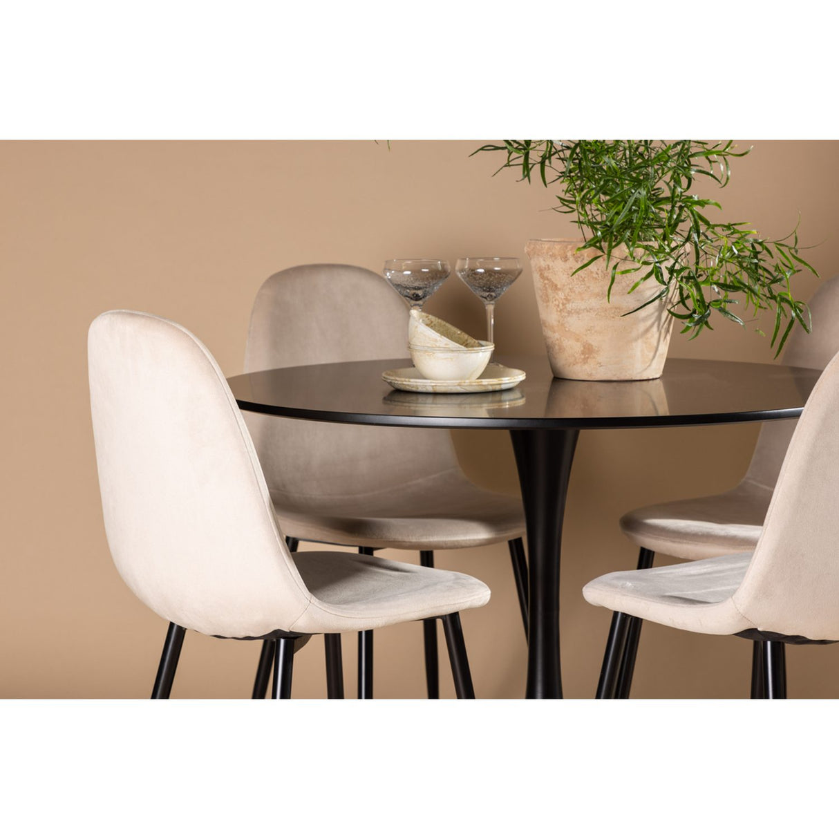 Glade, Polar Rund matgrupp Beige, Svart, Svart, ⌀100