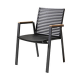 Mood Extreme Trädgårdsstol i Teak och Antracit Aluminium Smala lameller