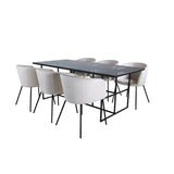 Leif, Berit Rektangulär matgrupp Beige, Svart, Svart, 200 x 90