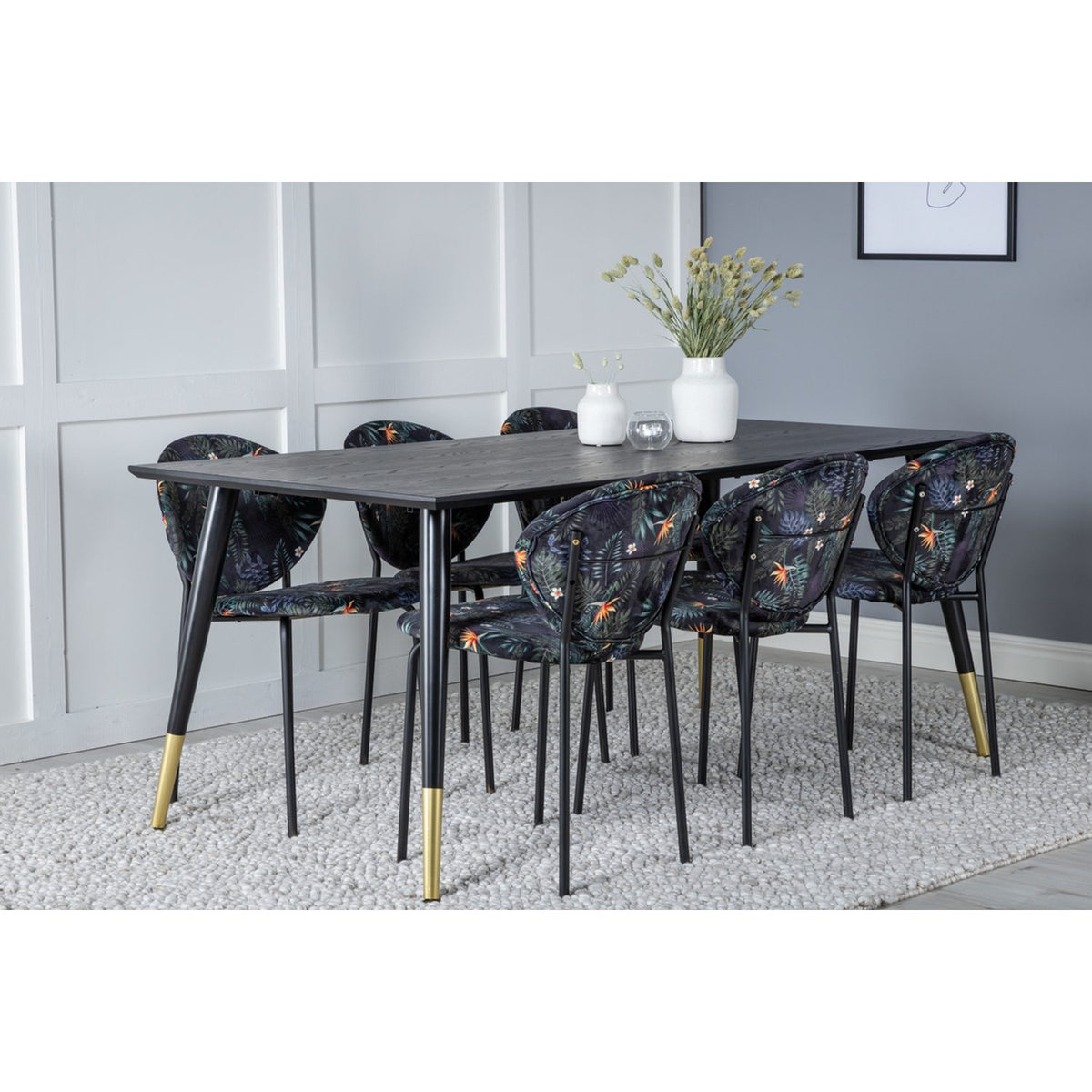 Dipp, Vault Rektangulär matgrupp Guld, Svart,Guld, 180 x 90