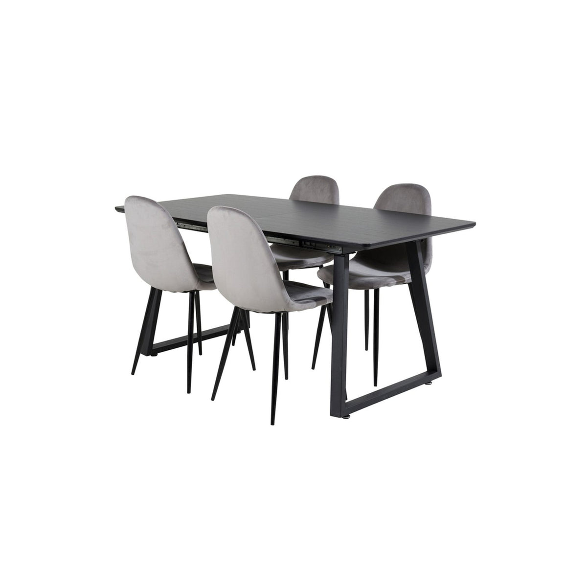 Inca, Polar Rektangulär matgrupp Svart,Grå, Svart, 160 x 85