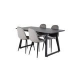 Inca, Polar Rektangulär matgrupp Svart,Grå, Svart, 160 x 85