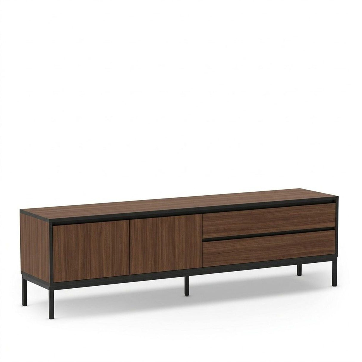 Lorenza (180 x 55 x 40 cm) TV-bänk Milano valnötträ svart svart