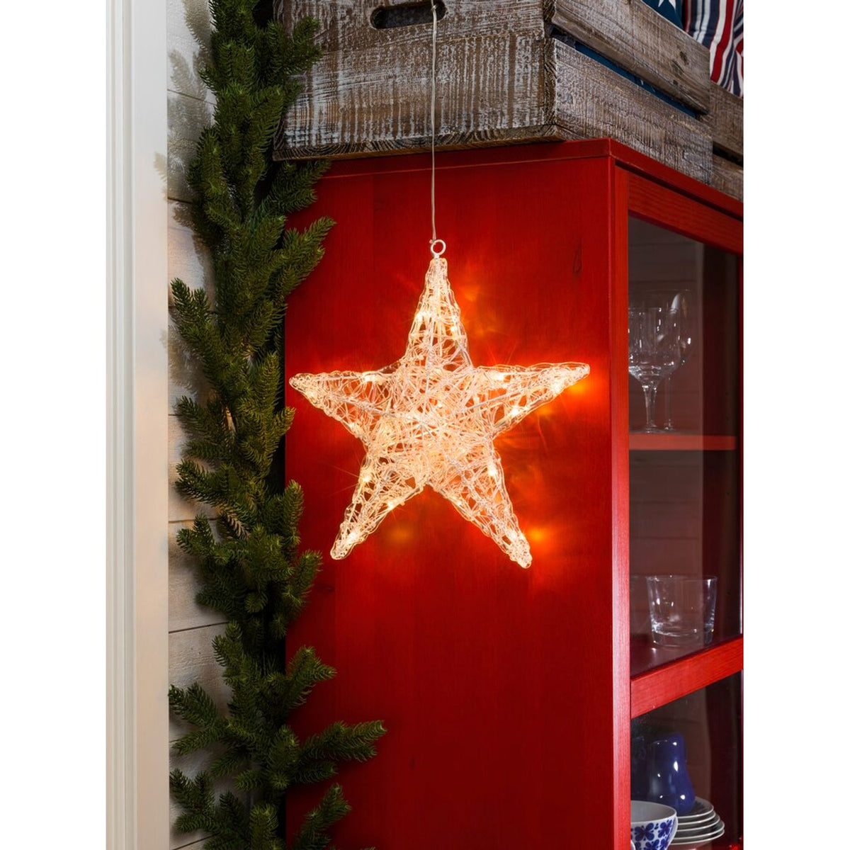 Akryl varmvita LED transparent kabel Julstjärna Inne 24 Lampor