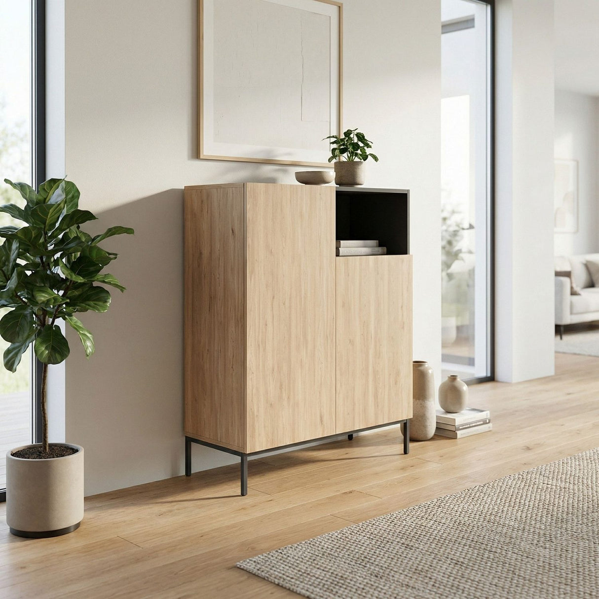 Limerick (90 x 120 x 41,8 cm) Sideboard Naturlig ekträ svart sandsten