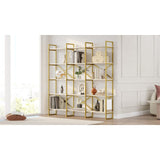 Vegio Wide (170 x 175 x 30 cm) Vit marmor guld Bokhylla
