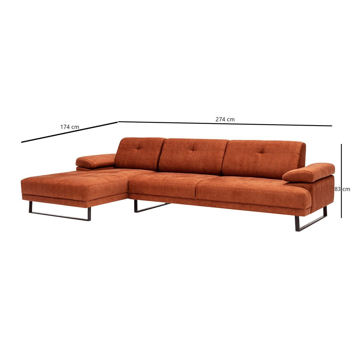 Windhoek Small (178 x 100 x 155 cm) Orange Hörnsoffa Vänster