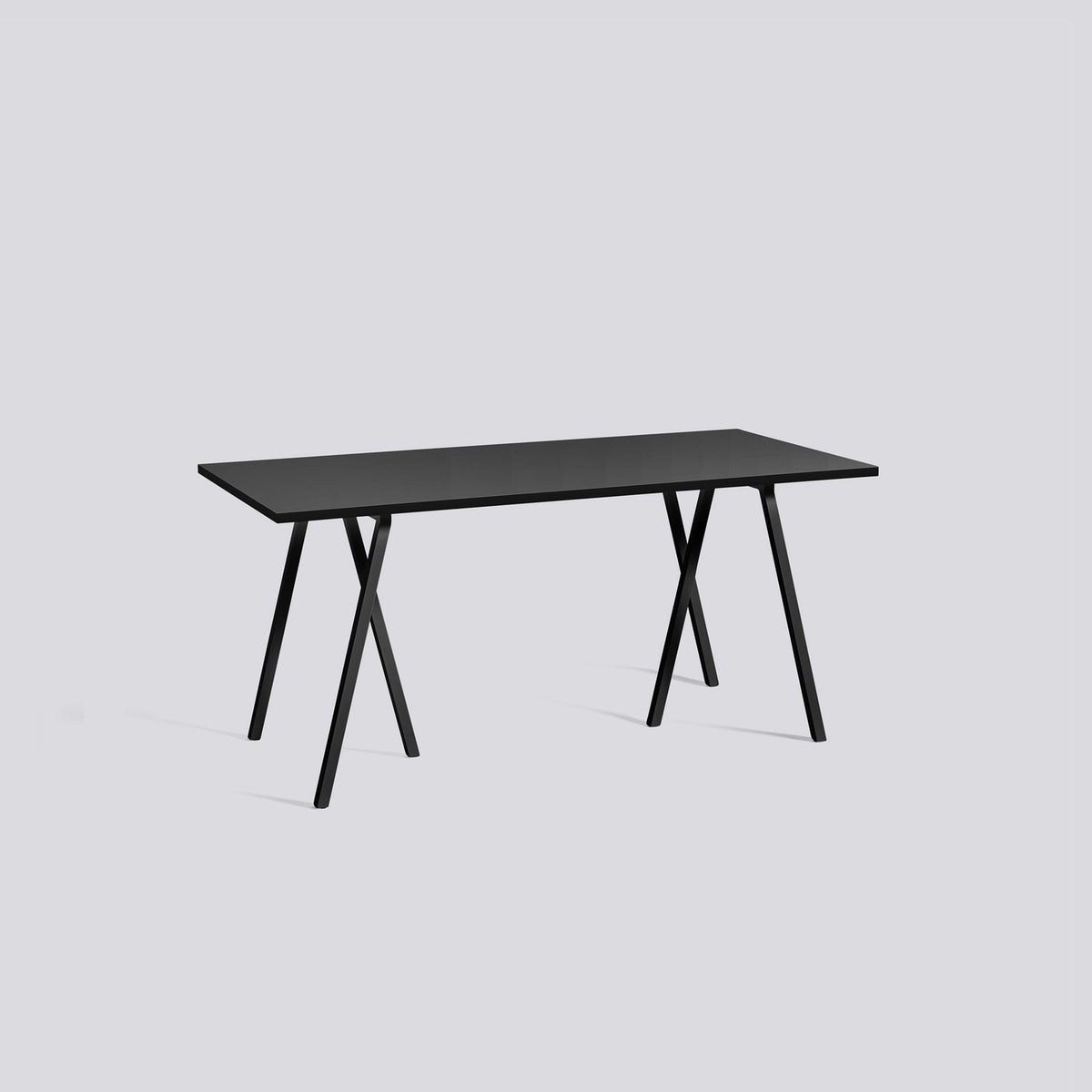 Loop Stand L160 × B77,5 × H74 cm Matbord Black – linoleum, Black – pulverlackerat stål