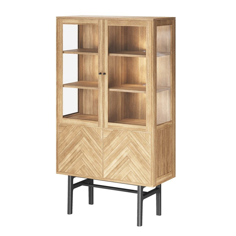 Vitrinskåp Nr.230 Fiskbensdörrar 100x180 cm Oljad Ek