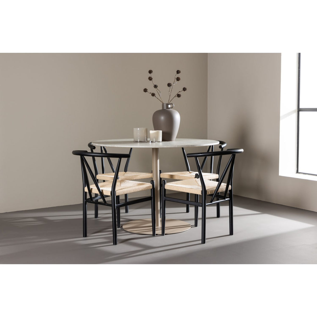 Lycke, Alfons Rund matgrupp Svart, beige, Beige, ⌀110