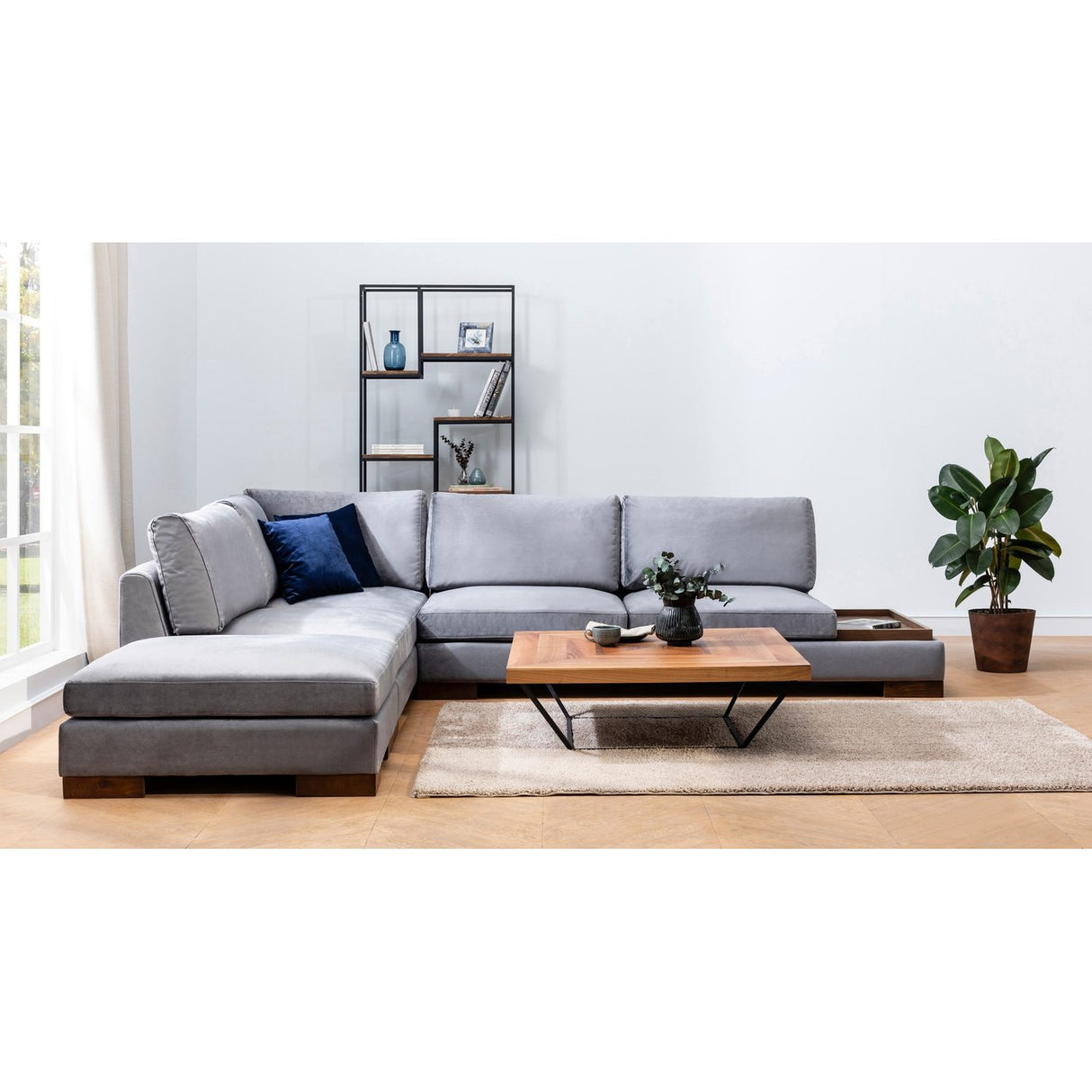 Kigali Hörn med puff (193 x 97 x 80 cm) Hörnsoffa Mörkgrå