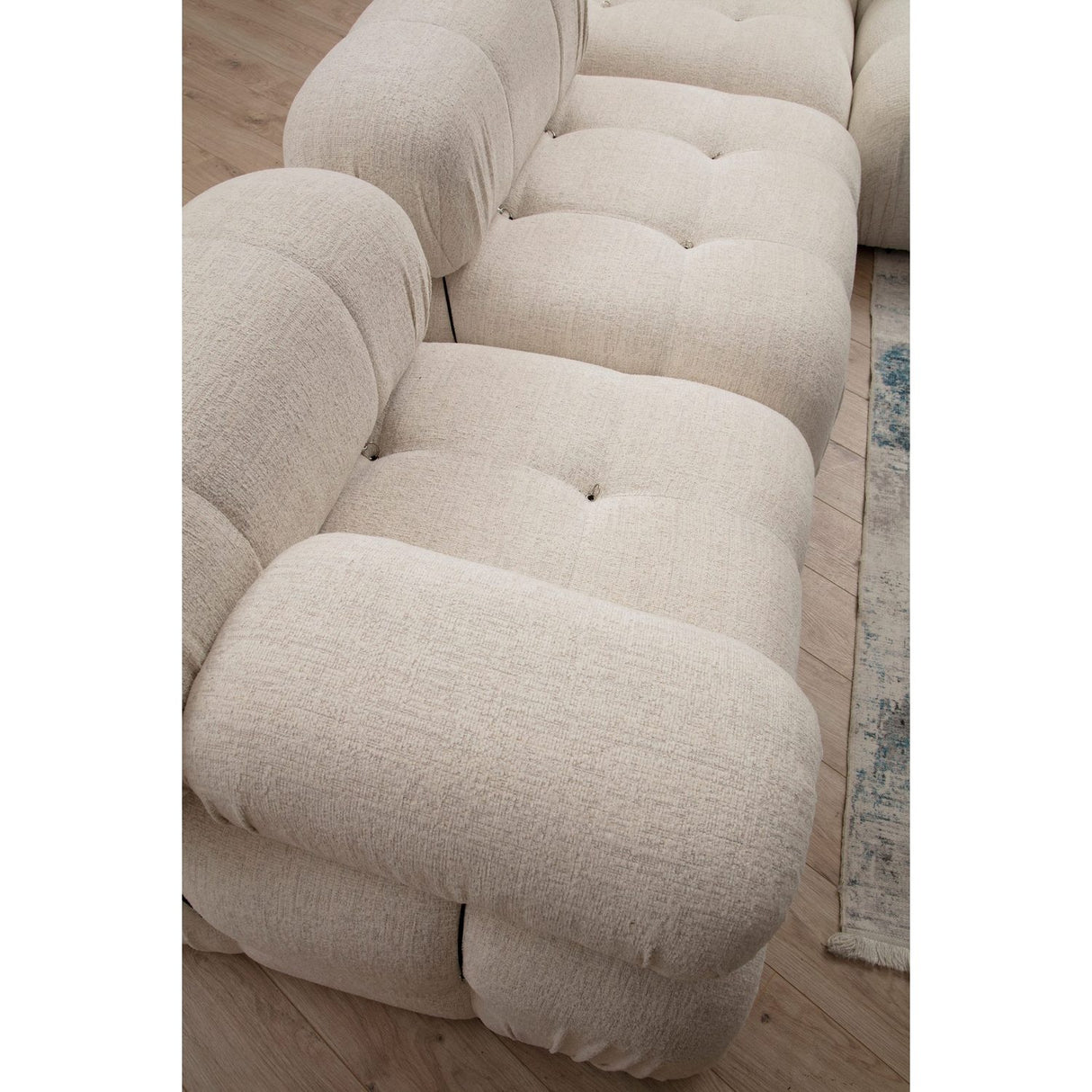 Vienna Beige L1-O1-1R-PUF (288 x 95 x 75 cm) Hörnsoffa Creme