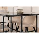 Leif, Velvet Rektangulär matgrupp Beige, Svart, Svart, 200 x 90