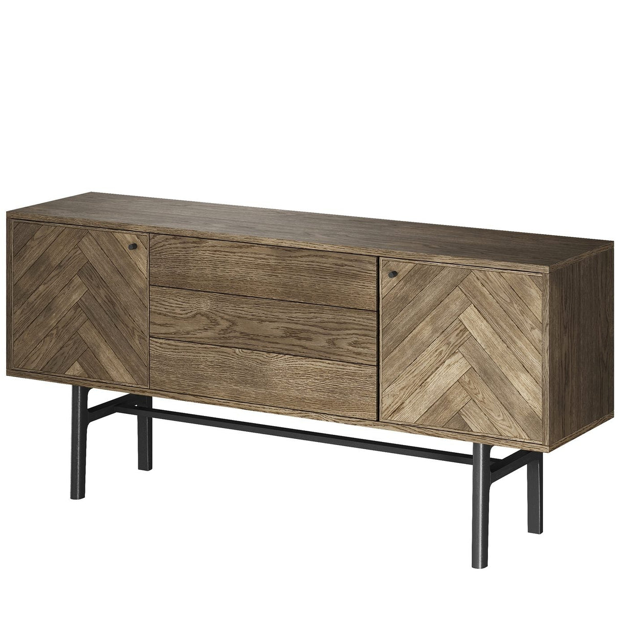 Sideboard Nr.230 Fiskbensdörrar 180x85 cm Rökoljad Ek