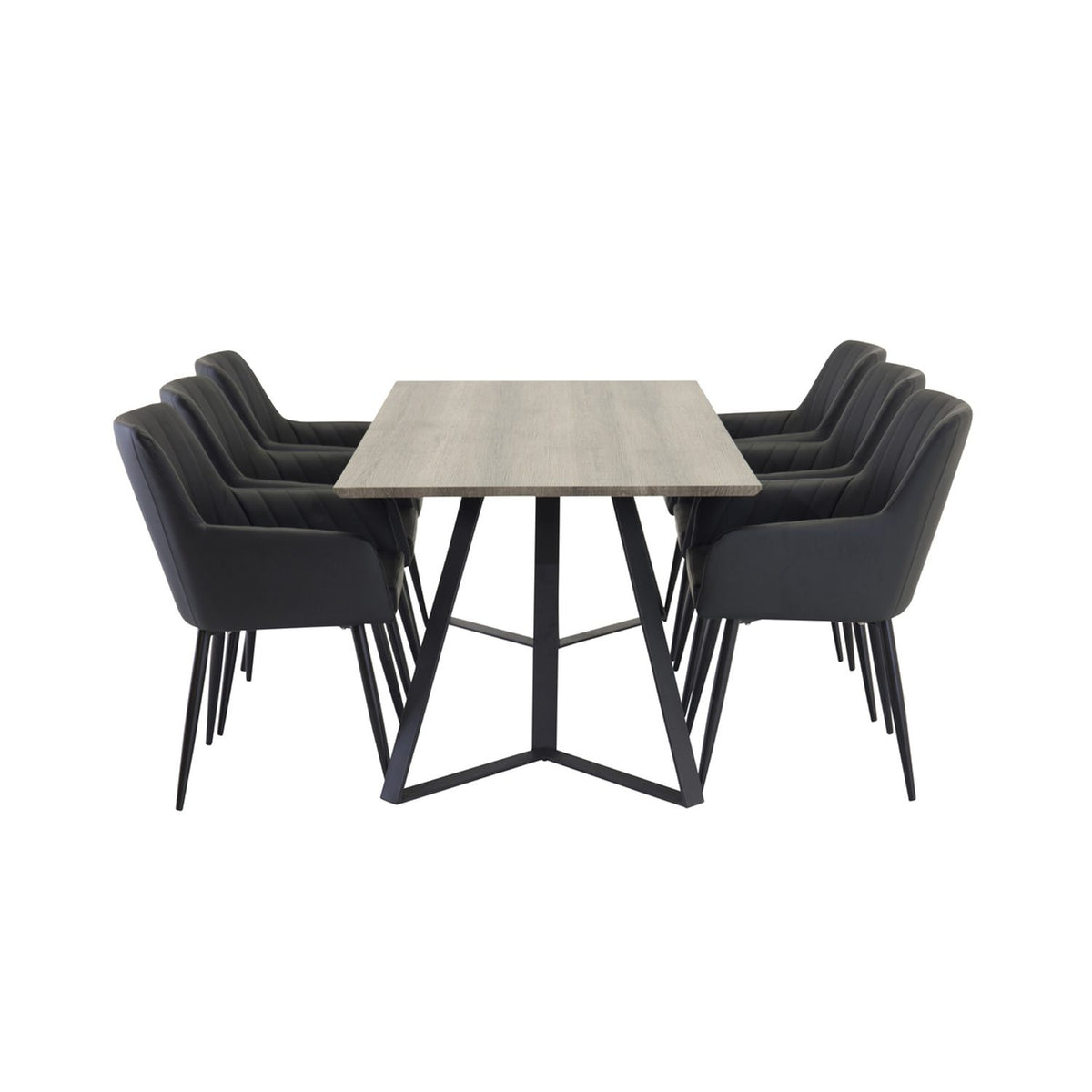 Marina, Comfort Rektangulär matgrupp Svart, Svart,Grå, 180 x 90