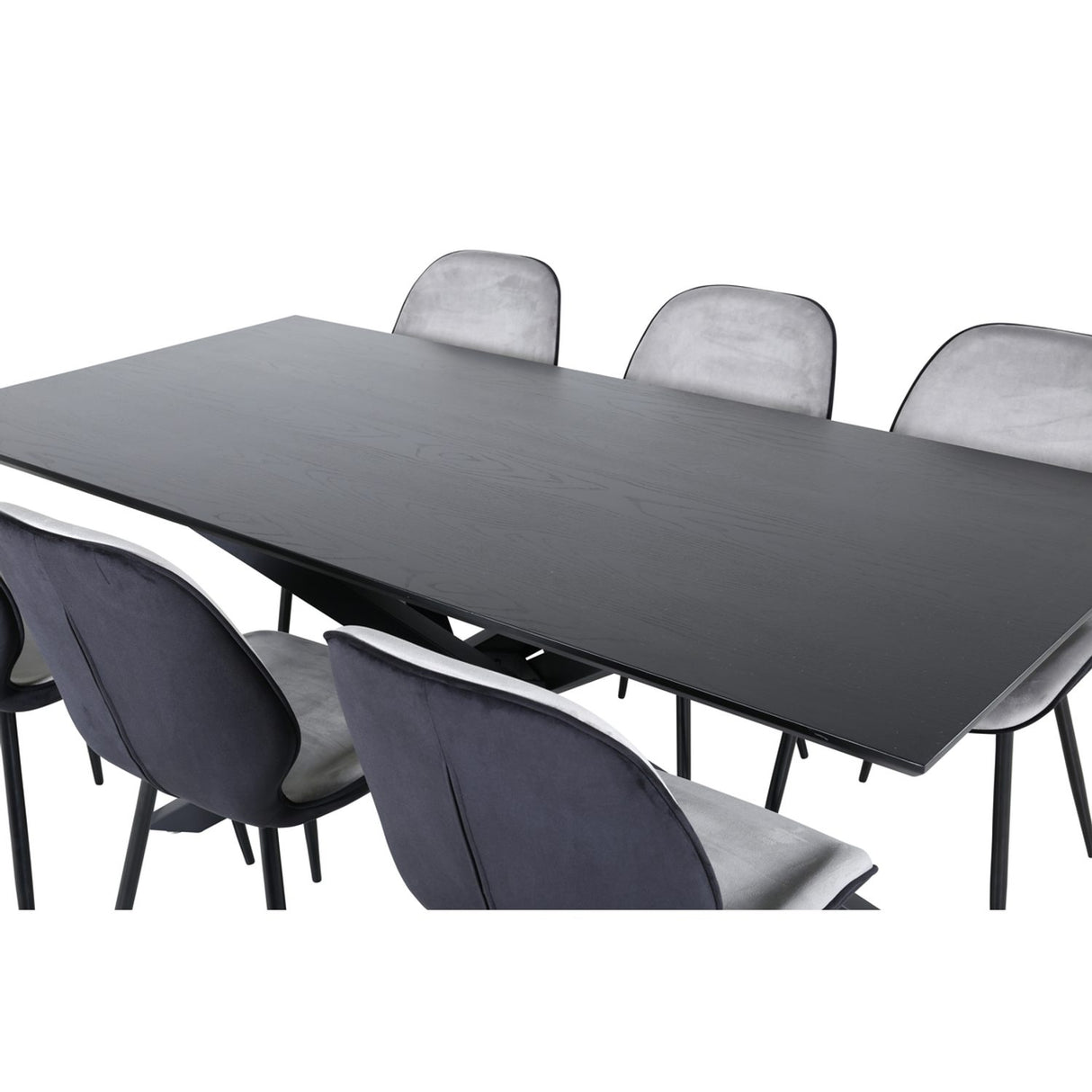 Piazza, Emma Rektangulär matgrupp Svart,Grå, Svart, 180 x 90