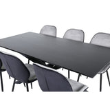 Piazza, Emma Rektangulär matgrupp Svart,Grå, Svart, 180 x 90