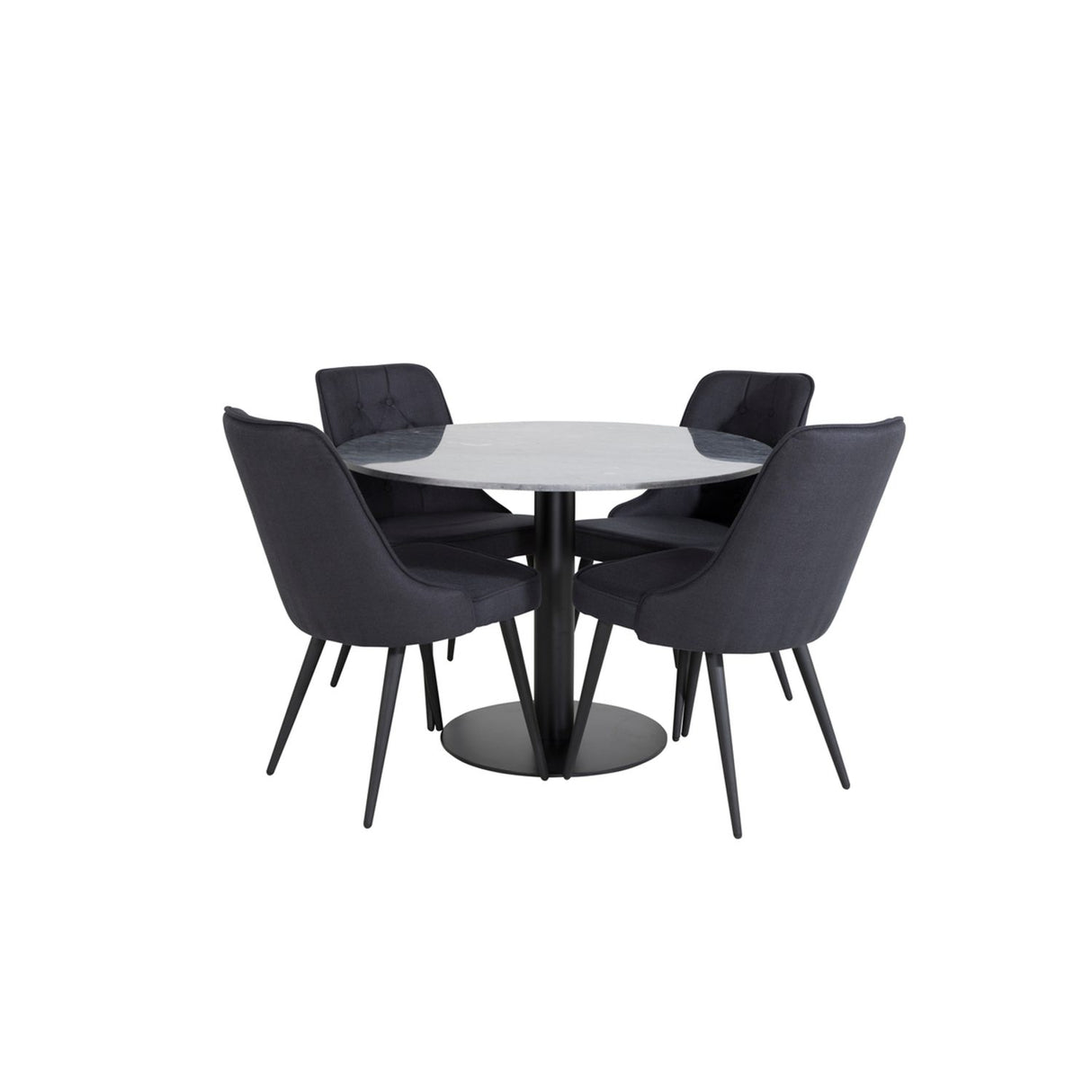 Estelle, Velvet Deluxe Rund matgrupp Svart, Svart,Mörkgrå, ⌀106