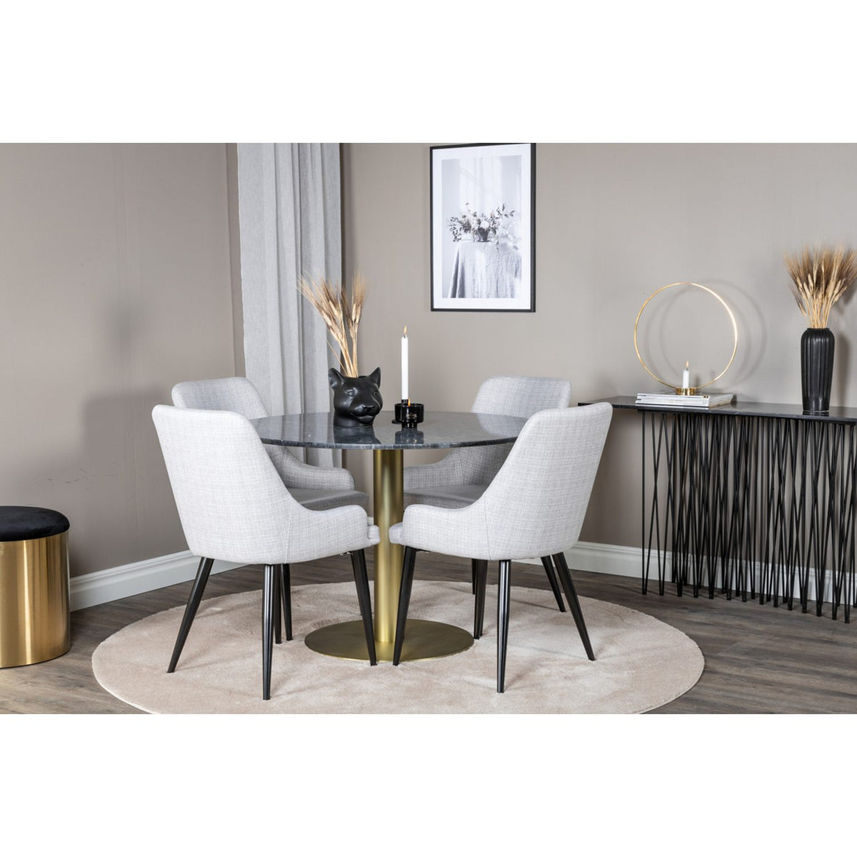 Estelle, Plaza Rund matgrupp Svart,Grå, Guld, Mörkgrå, ⌀106