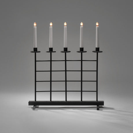 5 Ljus Metall Svart Elljusstake