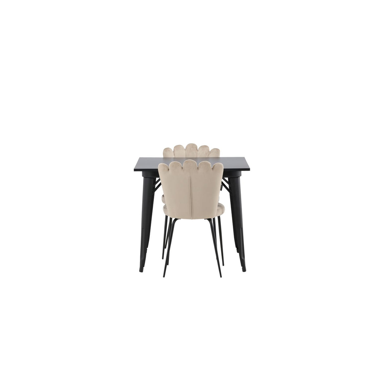 Tempe, Limhamn Rektangulär matgrupp Beige, Svart, Svart, 80 x 80