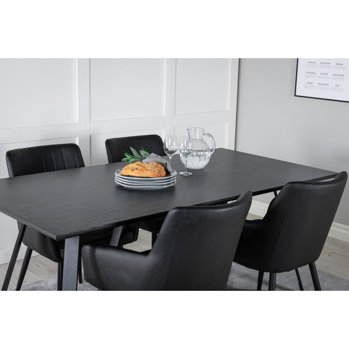 Marina, Comfort Rektangulär matgrupp Svart, Svart, 180 x 90