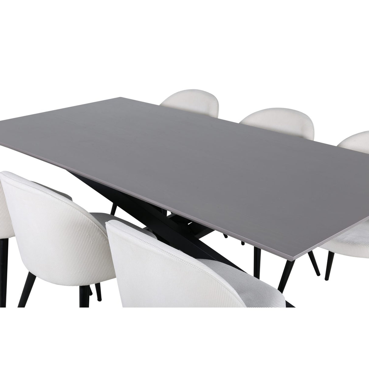 Piazza, Velvet Rektangulär matgrupp Svart,Kräm, Svart, mörkgrå, 180 x 90