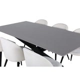 Piazza, Velvet Rektangulär matgrupp Svart,Kräm, Svart, mörkgrå, 180 x 90