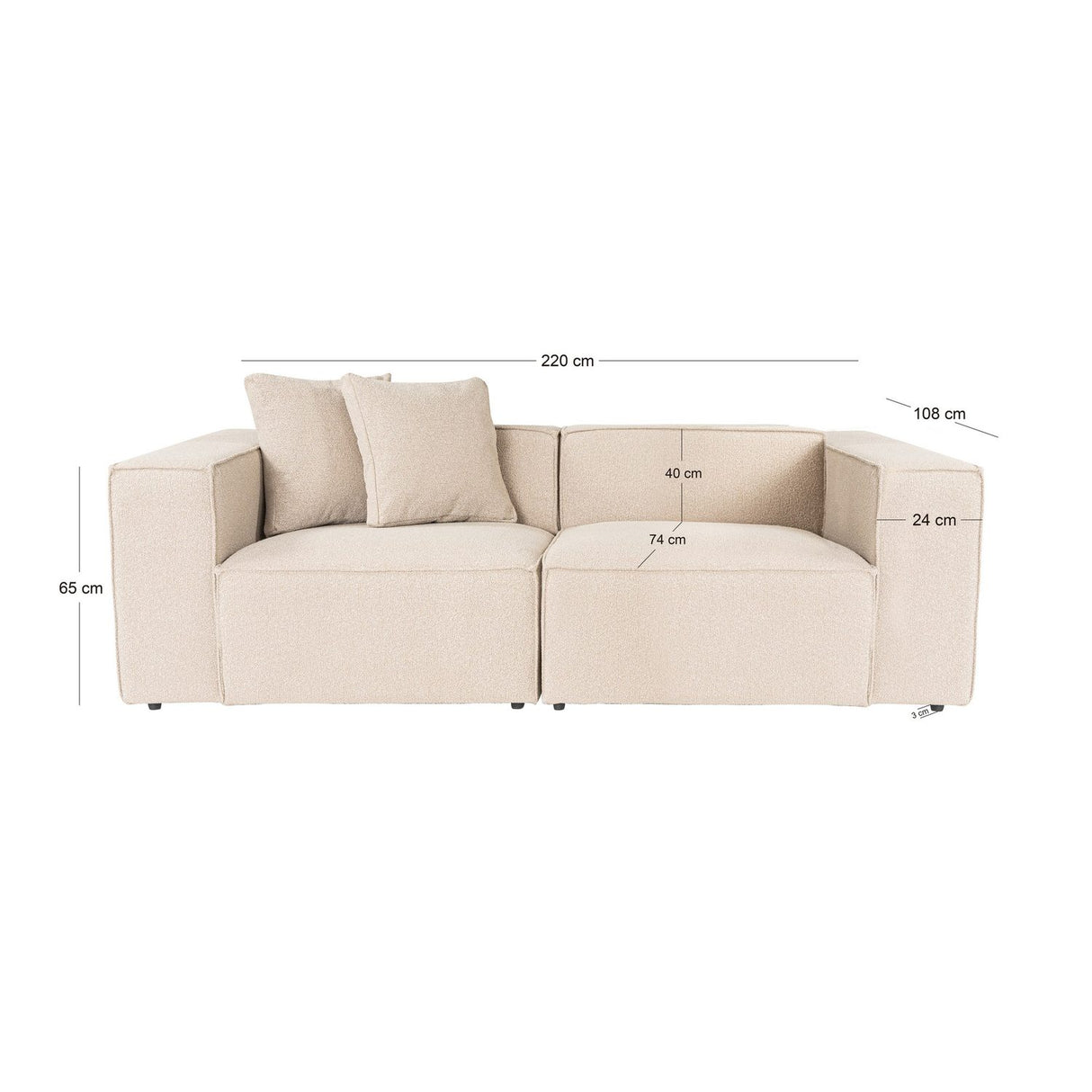 Tbilisi 2-sits (220 x 108 x 65 cm) 2-sitssoffa Persika