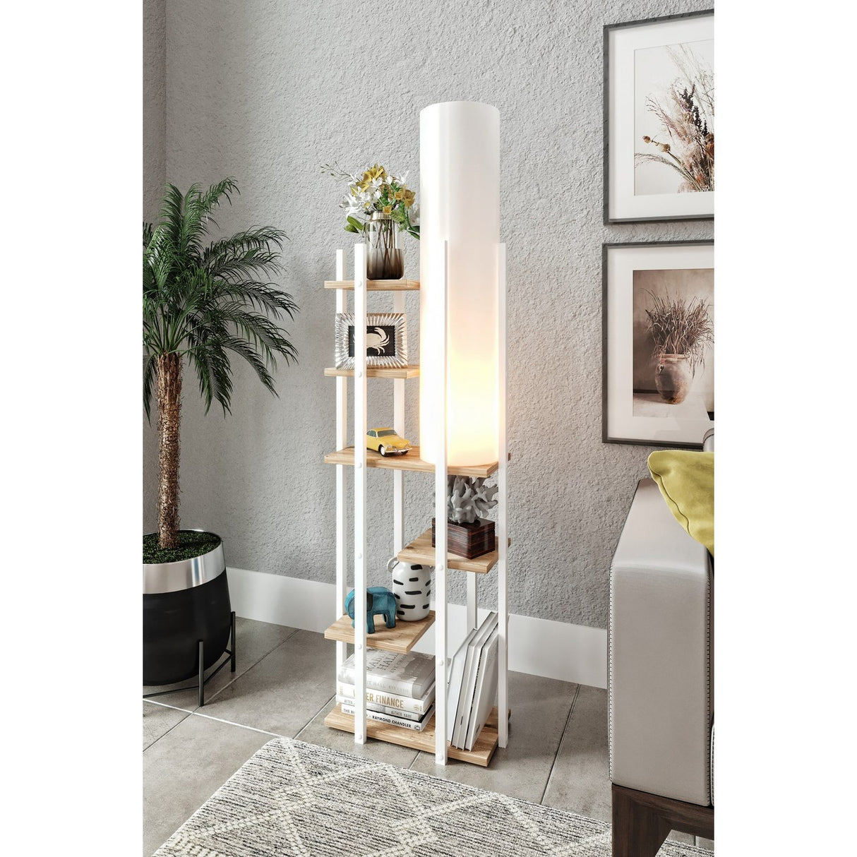 Oslo (21 x 21 cm) Vit Natur Golvlampa